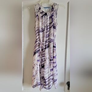 Elegant Vera Wang Purple and White Sleeveless Dress